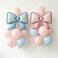 Ballon en aluminium rose et bleu style coréen rétro avec nœud, pour décoration d'anniversaire de fille style princesse, aménagement de scène et photo de demande en mariage