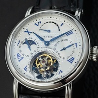Montre mécanique à remontage manuel de luxe classique 5 ATM Seagull ST80007 avec phase de lune et chronographe, tourbillon, pour homme, en vente, livraison gratuite