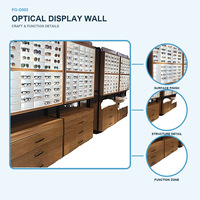 Vitrina de Exhibición Óptica LED Personalizada con Estantes Iluminados para Gafas y Almacenamiento en Cajones de Madera para Tiendas de Óptica