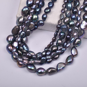 Baroque Tahitian Peacock Green Freshwater Imitation <b>Pearl</b> 4-10mm Irregular Two-Sided Light Straight Hole <b>Loose</b> Black Wholesale - Product Image 3