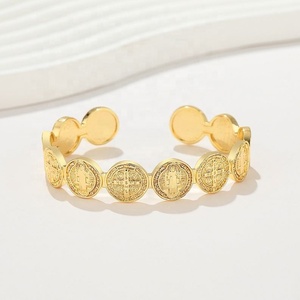 กำไลข้อมือผู้หญิง Bisuterias Oro ชุบทอง 18K ทำจากทองแดงผสม ดีไซน์เรียบง่าย ขายส่ง เครื่องประดับแฟชั่นสำหรับผู้หญิง - Product Image 3