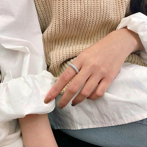 Gear Shaped Plain Band S925 Sterling Silver Women's Fashionable <b>Open</b> <b>Ring</b> For Index Finger - Product Image 3
