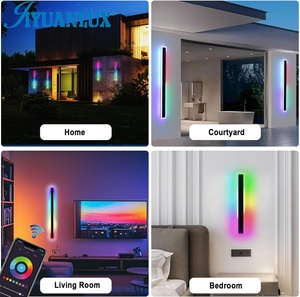 Applique murale extérieure IP65 RGBW intelligente TUYA AC 110V 220V, bande LED longue, applique murale en fer, luminosité réglable, Wifi linéaire - Product Image 2