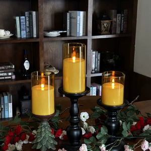 شمعة <span class=keywords><strong>LED</strong></span> عمودية مع تحكم عن بعد، لهب أصفر، غطاء أكريليك، بدون لهب حقيقي، موفرة للطاقة، لتزيين المنزل وأعياد الميلاد - Product Image 2