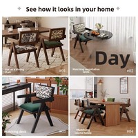 Chaise de salle à manger rétro nordique de style médiéval, dossier en rotin tressé, accoudoirs en bois massif, pour restaurant commercial, achat en gros