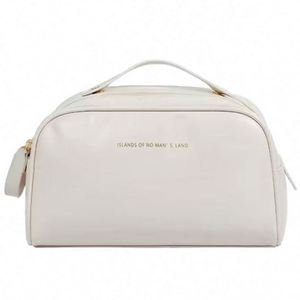 Pochette cosmétique en cuir PU grande capacité, trousse de toilette portable imperméable, sac de maquillage de voyage à double fermeture éclair - Product Image 1