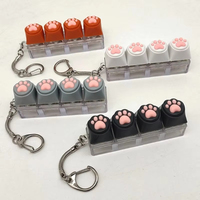 Cute Cat Paw Plastic Keycap Fidget Keychain 4 Keys Press Sound Decompression Toy Mechanical Keyboard Pendant Stress Relief Gift