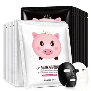 Masker Wajah Arang Hitam Anti Penuaan Pelembab Pemutih Asam Hyaluronic Yogurt Babi Kecil