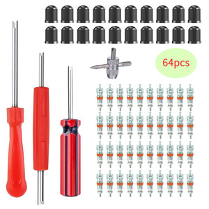 64 Piece Valve Core Removal Tool Set With Valve <b>Cap</b> And <b>Stem</b> For Cars Motorcycles Bicycles And Trucks British Thread Screw On - Product Image 5