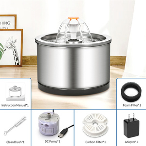 Distributeur automatique de nourriture pour chat en acier inoxydable rond et fontaine à eau automatique, bol filtrant pour l'eau potable pour chien en plastique - Product Image 3