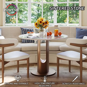 Hiện Đại Thời Trang Đồ Nội Thất Bàn Ăn Sáng Thiêu Kết Đá Thép Không Gỉ Cafe Bàn Và Ghế Nhỏ Có Kích Thước Vòng Bàn Ăn - Product Image 2