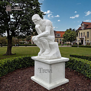 Scultura in Marmo a Grandezza Naturale del Pensatore per Campus e Spazi Esterni in Vendita - Product Image 2