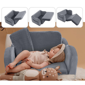 Foldable Plush Children's <b>Sofa</b> With High Density Sponge For <b>Kids</b> Age 2 To 4 Years Unisex Gray - Product Image 4