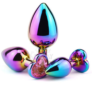 SEXBAY colokan <span class=keywords><strong>Anal</strong></span> permata pelangi colokan bokong logam warna-warni dalam ukuran berbeda untuk mainan seks pria dan wanita - Product Image 2