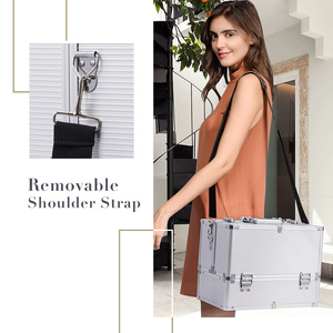 Professional <b>Makeup</b> Train <b>Case</b> with 6 Trays Shoulder Strap Large <b>Makeup</b> Organizer Box Portable Cosmetic Travel <b>Case</b> with Divider - Product Image 5