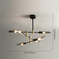 Lustre Sputnik Industriel Moderne en Gros, Style Américain Classique, 6 Lumières, Verre Fumé Gris/Ambre, Suspension pour Chambre à Coucher