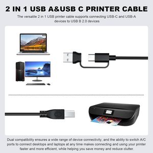 Câble de scanner pour imprimante USB A/C vers USB B, 1m, 2m, <span class=keywords><strong>2</strong></span> en 1, câble de contrôleur MIDI pour iPhone et ordinateur portable, pour piano numérique Yamaha Casio - Product Image 6