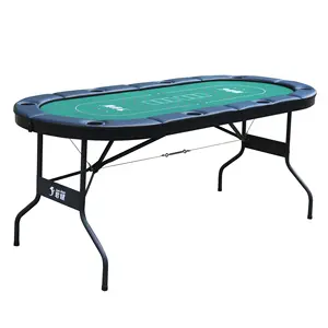 Mesa de pôquer dobrável oval para 8 jogadores, mesa de pôquer Mahjong para jogos, personalizada de fábrica, para eventos de blackjack profissional