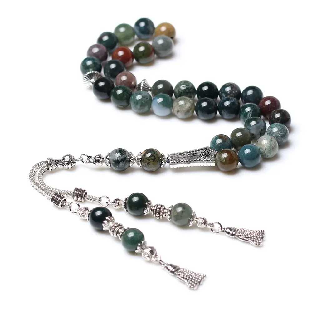 High quality natural india agate stone allah prayer beads muslim rosary tasbih
