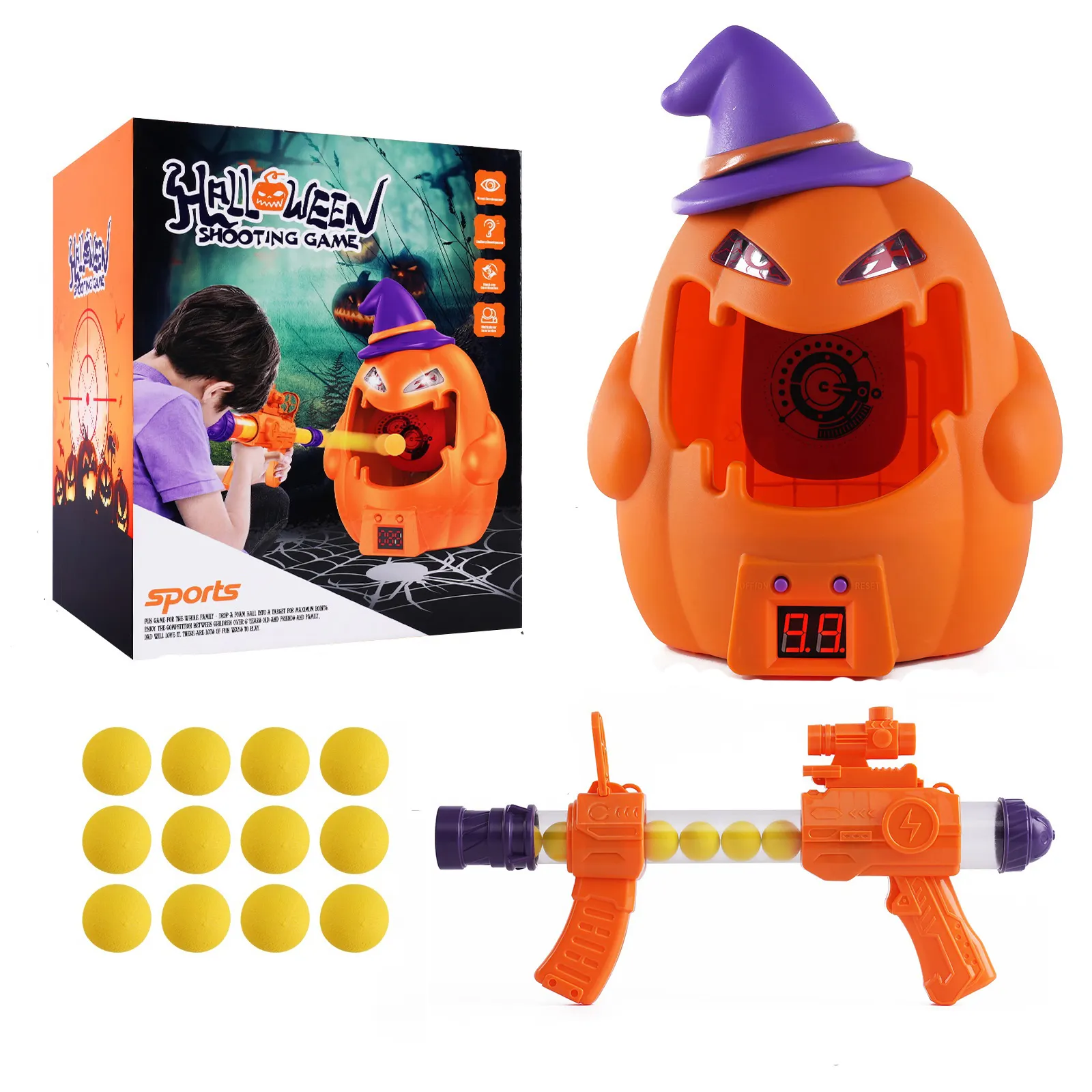 New kids play EVA soft bullet air gun Pumpkin digital electronic shooting target indoor play game toy