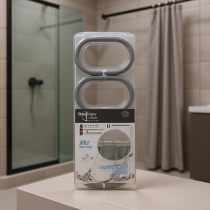 Homeera Shower Curtain Hooks 4x2x15.5cm Gray Ps Material Durable Minimalist Design Bathroom Accessory - Product Image 2