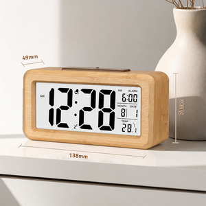 Smart LCD Backlight Temperature Snooze Silent Despertador Digital De Madera Smart Desk Table Bamboo <strong>Battery</strong> Wooden Alarm <strong>Clock</strong> - Product Image 5
