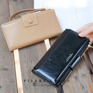 Pierre Loues Women's Long Wallet Large Capacity RFID Blocking Green Leather <b>Clutch</b> <b>Bag</b> Everyday Use - Product Image 3