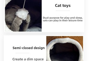 Cama para Mascotas con Diseño de Oso Adorable, Casa para Perros y Gatos, Nido Suave, Cueva Cálida Semicerrada, Cama de Felpa para Gatos en Invierno - Product Image 6