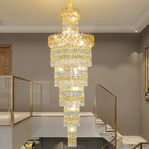 โคมไฟระย้าคริสตัลทรงกลมสีทอง K9 คุณภาพสูง ทันสมัย หรูหรา เหมาะสำหรับห้องโถงโรงแรม บาร์ ห้องจัดเลี้ยง ห้องนั่งเล่น และตกแต่งบ้าน - Product Image 1