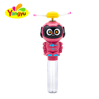 Nouveauté : Boîte de présentation de 12 jouets bonbons en forme de tube robot lumineux à hélice rotative, vente en gros en vrac