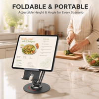Support de bureau télescopique pliable en alliage d'aluminium personnalisé, réglable en hauteur, rotatif à 360°, antidérapant, pour téléphone et tablette