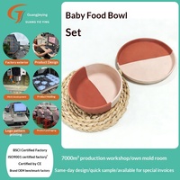 Ensemble de vaisselle en silicone de qualité alimentaire, bols à riz, assiettes à os et à fruits, couleurs assorties, personnalisables, compatibles micro-ondes
