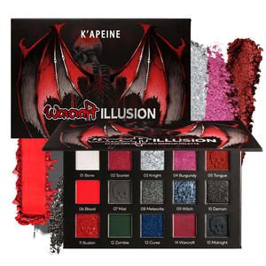 15 Color Highly Pigmented Matte Shimmer <b>Glitter</b> Eyeshadow Palette <b>Red</b> Black Gothic Eye Makeup Palette For Halloween Party - Product Image 3