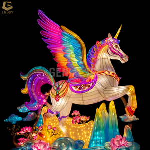 SGL159 Año Nuevo Tema Linterna Decoración Zodiaco chino Linterna Festival Caballo volador Linterna de tela - Product Image 3
