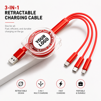 Promotion LOGO personnalisé câble de charge 3 en 1 Type C 3 en 1 câble de chargeur rapide rétractable 3 en 1 câble de charge