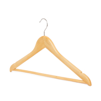 Cintre en bois naturel pour vêtements, cintre en bois basique, cintre en bois pour costume avec logo personnalisé et barre ronde