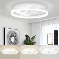 Ventilateur de plafond à pales en acrylique transparent avec lumière, 4 pales, silencieux, moteur DC réversible, LED dimmable, télécommande, pour chambre et maison
