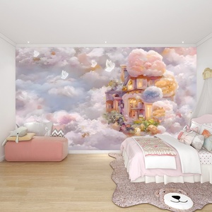 Carta da Parati 3D Moderna con Motivo Floreale Impermeabile, Effetto Castello da Sogno, Facile da Applicare, Colorata, per <span class=keywords><strong>Soggiorno</strong></span>, Camera da Letto e Casa - Product Image 3