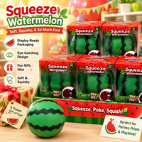 Jouet Squishy Géant Pastèque à Presser, Jouet Anti-Stress en Forme de Fruit Rempli de Liquide avec Boîte d'Affichage Couleur