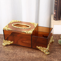 Boîte à mouchoirs en acrylique de luxe, boîte de rangement multifonctionnelle de bureau, fournitures de bureau et d'hôtel personnalisées, décoration intérieure, vente en gros