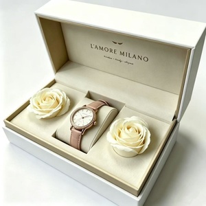 Scatola Regalo di Lusso per Orologi con Rose Conservate, Confezione Romantica per San Valentino, Scatola per Gioielli da Donna - Product Image 1
