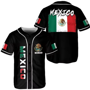 Haute qualité personnalisé mexique maillot mexique maillot de Baseball aigle Baseball chemises boutonnées <span class=keywords><strong>drapeau</strong></span> mexicain maillot de Baseball - Product Image 1