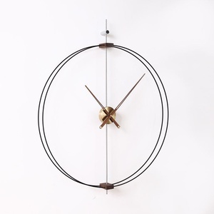 Modern Home Art <b>Wall</b> <b>Clock</b> Silent Quartz with Walnut Pointer Luxury Spanish Style Factory Direct Sale for Living Room Placement - Product Image 1