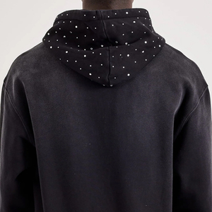 Survêtement d'hiver décontracté pour homme, coupe-vent, à capuche, avec strass, couleur personnalisée OEM, 100 % coton, style streetwear - Product Image 6