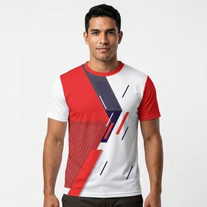 T-shirt d'été décontracté à manches courtes et col rond, en maille sublimée, coupe régulière, polyester/coton, toile respirante 220g, haute qualité - Product Image 3