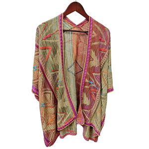 Ethnic Style Casual Colorful Knitted <b>Cardigan</b> Boho Open-Front <b>Coat</b> with Breathable & Anti-Wrinkle Features - Product Image 1