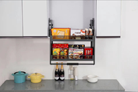 Panier suspendu relevable pour armoire de cuisine moderne, structure double couche, fermeture amortie, grande capacité, écologique, multifonction