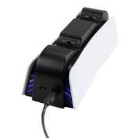 Station de charge de manette de jeu sans fil avec lumière LED pour contrôleur PS5, double station de charge