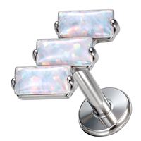 Boucles d'oreilles labret en titane ASTM F136 plaqué or avec opale sertie griffe, cadeau de Saint-Valentin et de mariage, bijoux de corps