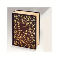 Agenda A5 en papier kraft vintage à motif floral carnet de notes planificateur de 365 jours avec dorure dorée Journal vierge ligné au collège